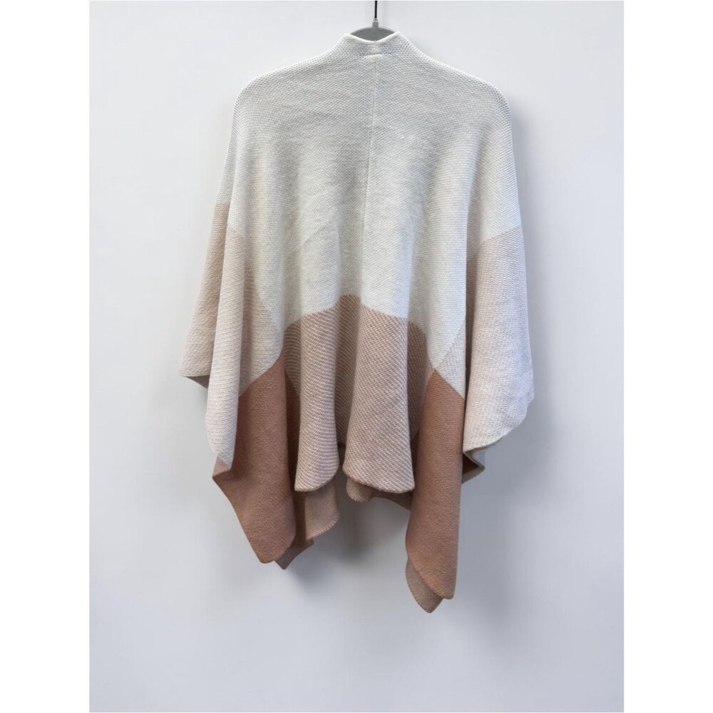 Colorblock Knit Ruana Wrap Cardigan Shawl One Size - Picture 2 of 3